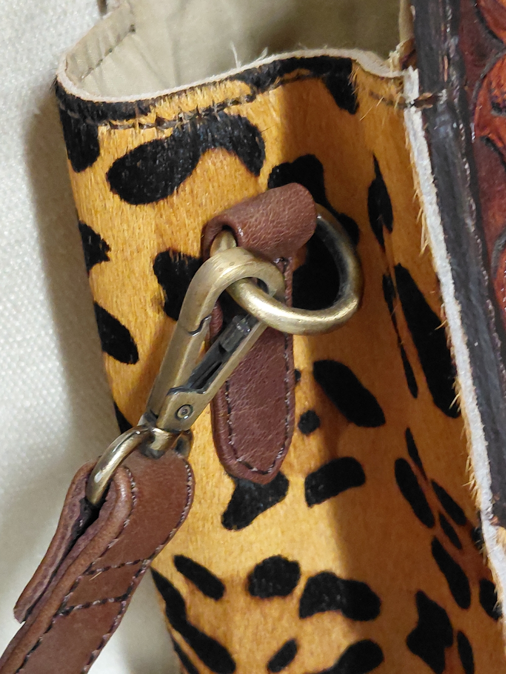 American Darling Brown Tooled Leather & Leopard Hair On *Concealed Carry Bag NWT - Picture 14 of 16